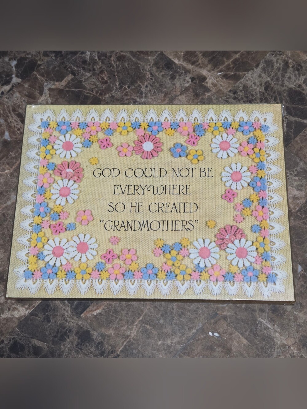 Vintage 1975 wood sign God Could Not be Everywhere So He Created Grandmothers